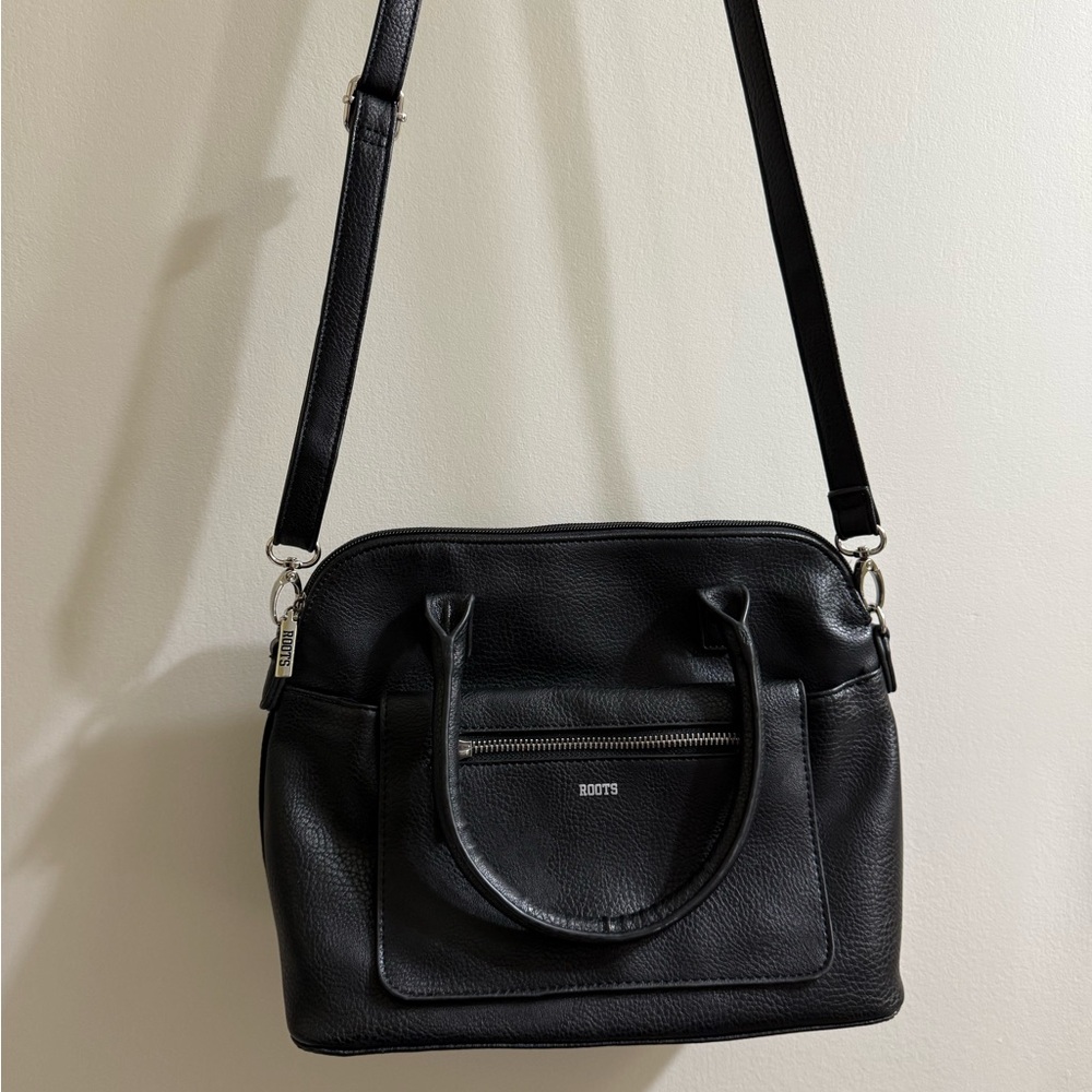 Roots Classic Black Crossbody Bag with adjustable strap